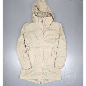 The North Face Jacket Womens Medium Tan HyVent Hooded Rain Coat Shell Hiking